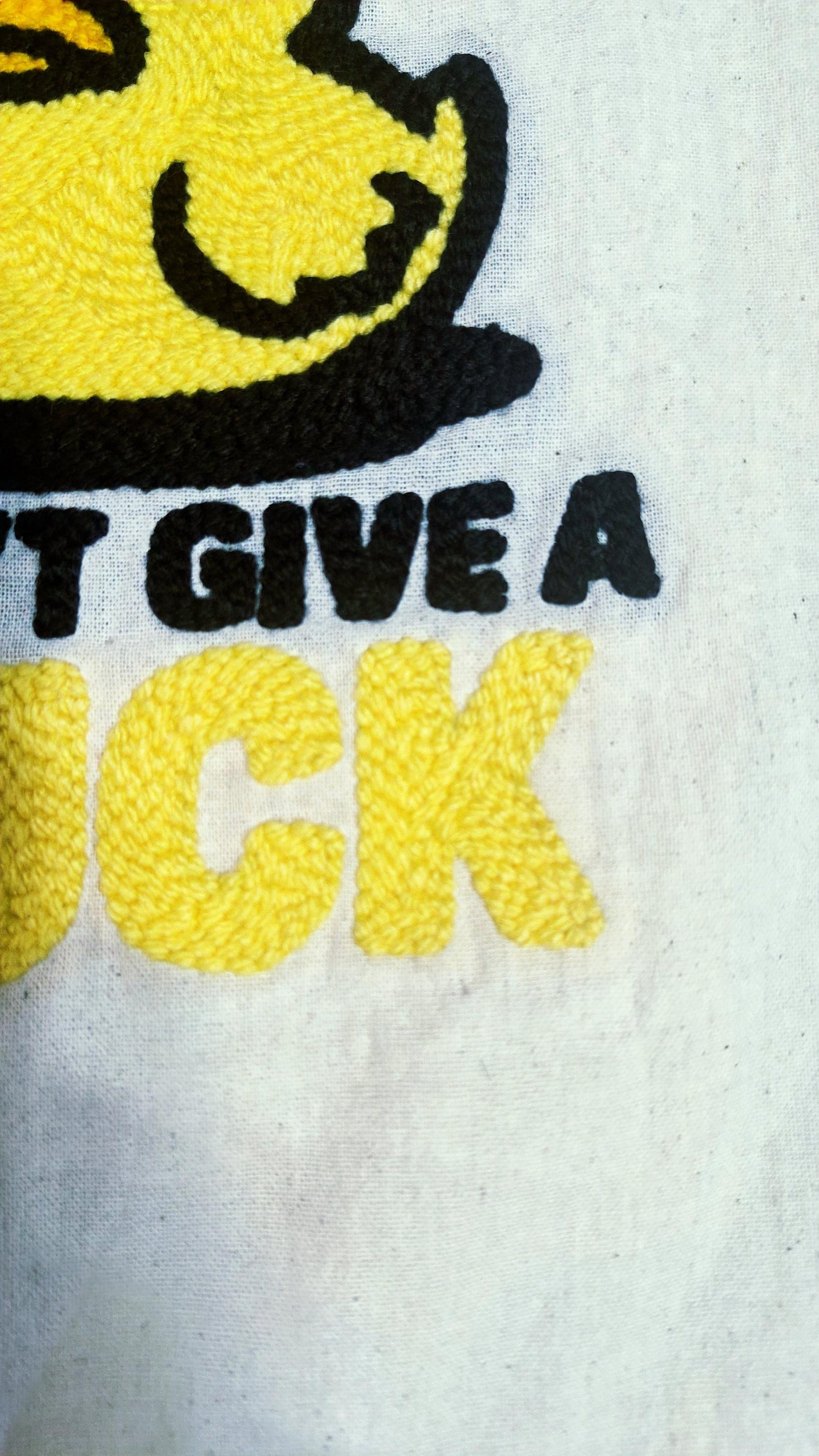 I Don’t Give a Duck Tote Bag – Handmade Punch Needle Cotton Tote with Long Handles | Funny Statement Bag