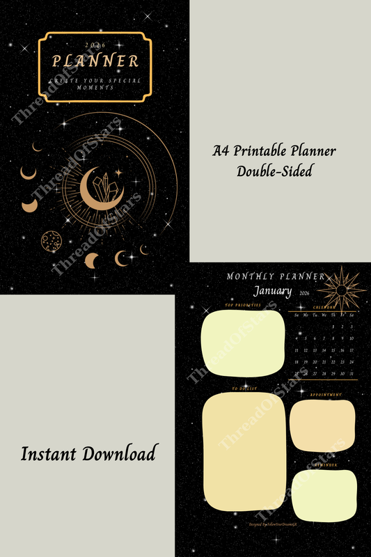 A4 Printable Planner | Double-Sided | Weekly, Monthly, Meal & Budget Planner, Todo and gift list, notes | Instant Download