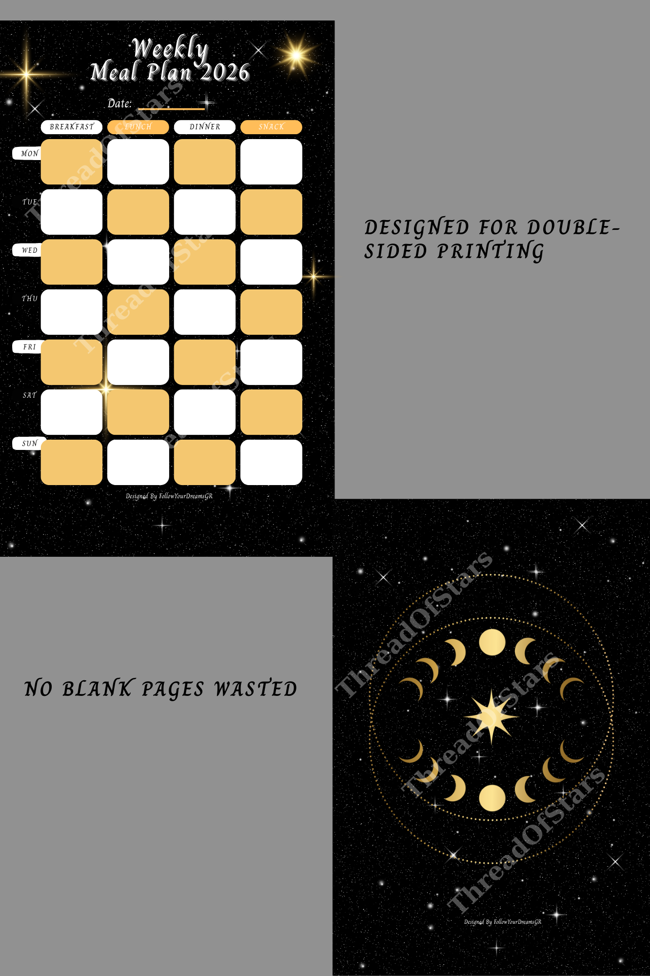 A4 Printable Planner | Double-Sided | Weekly, Monthly, Meal & Budget Planner, Todo and gift list, notes | Instant Download