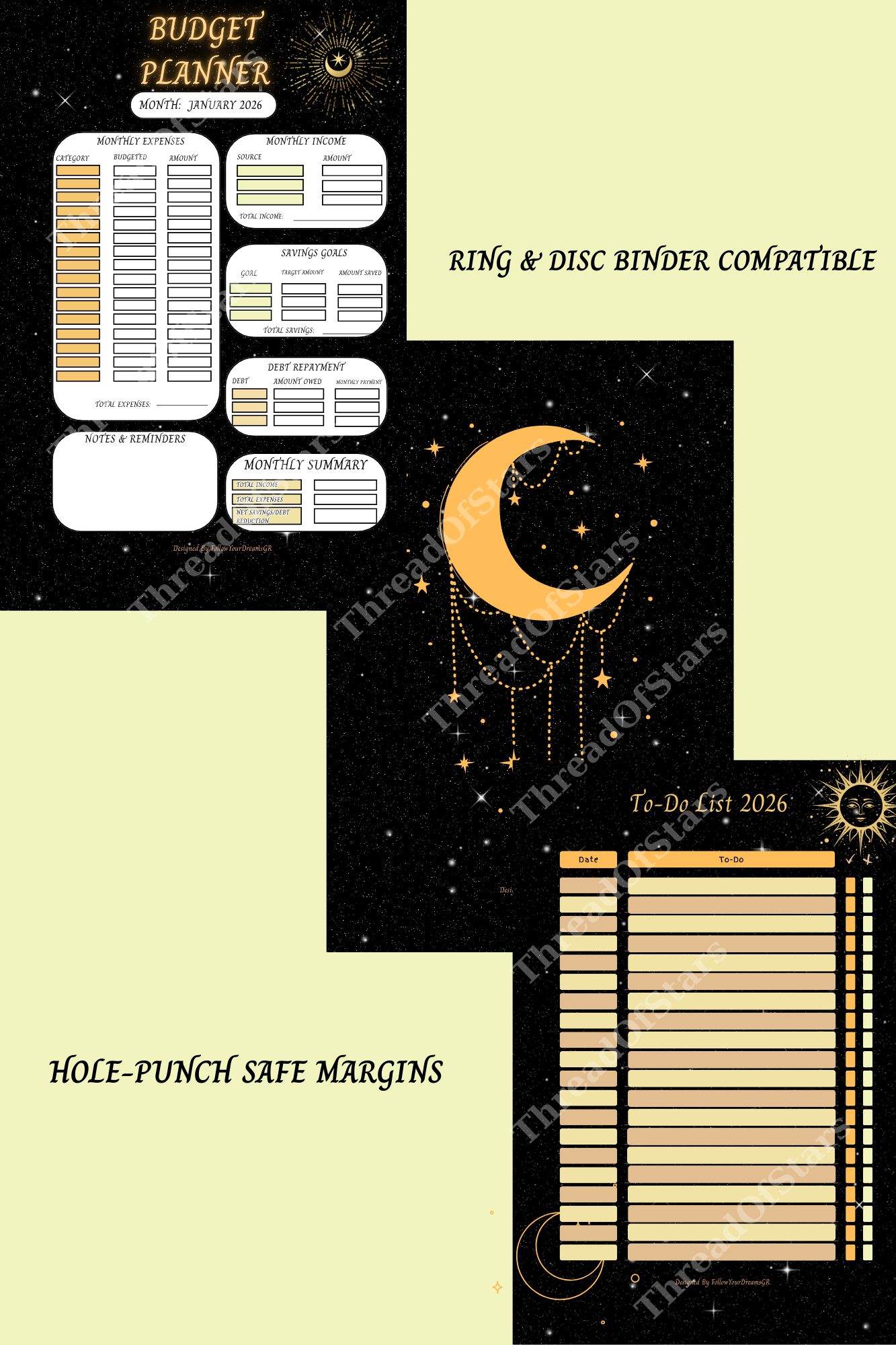 A4 Printable Planner | Double-Sided | Weekly, Monthly, Meal & Budget Planner, Todo and gift list, notes | Instant Download