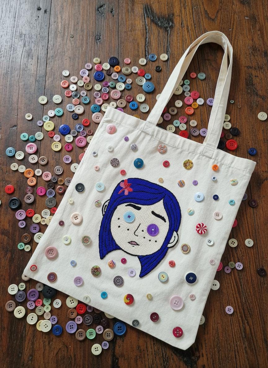 Handmade Coraline Tote Bag