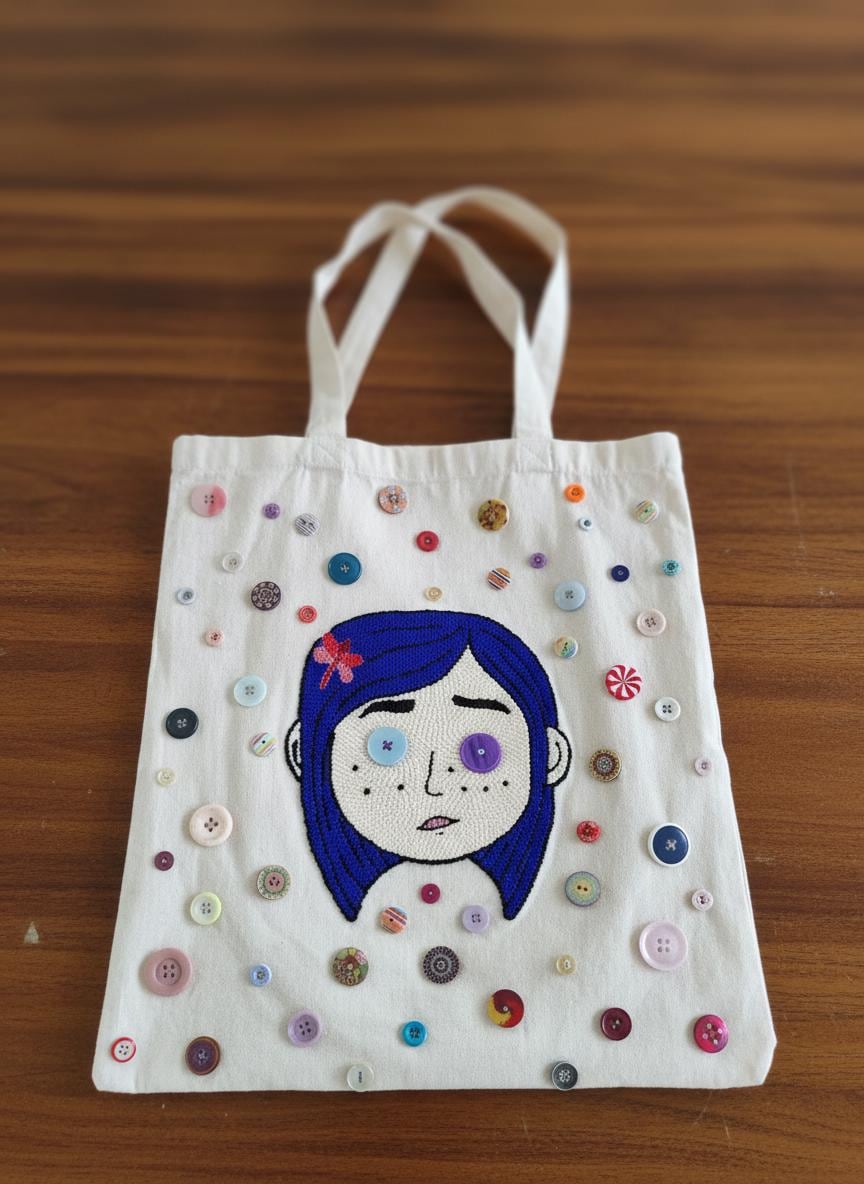 Handmade Coraline Tote Bag