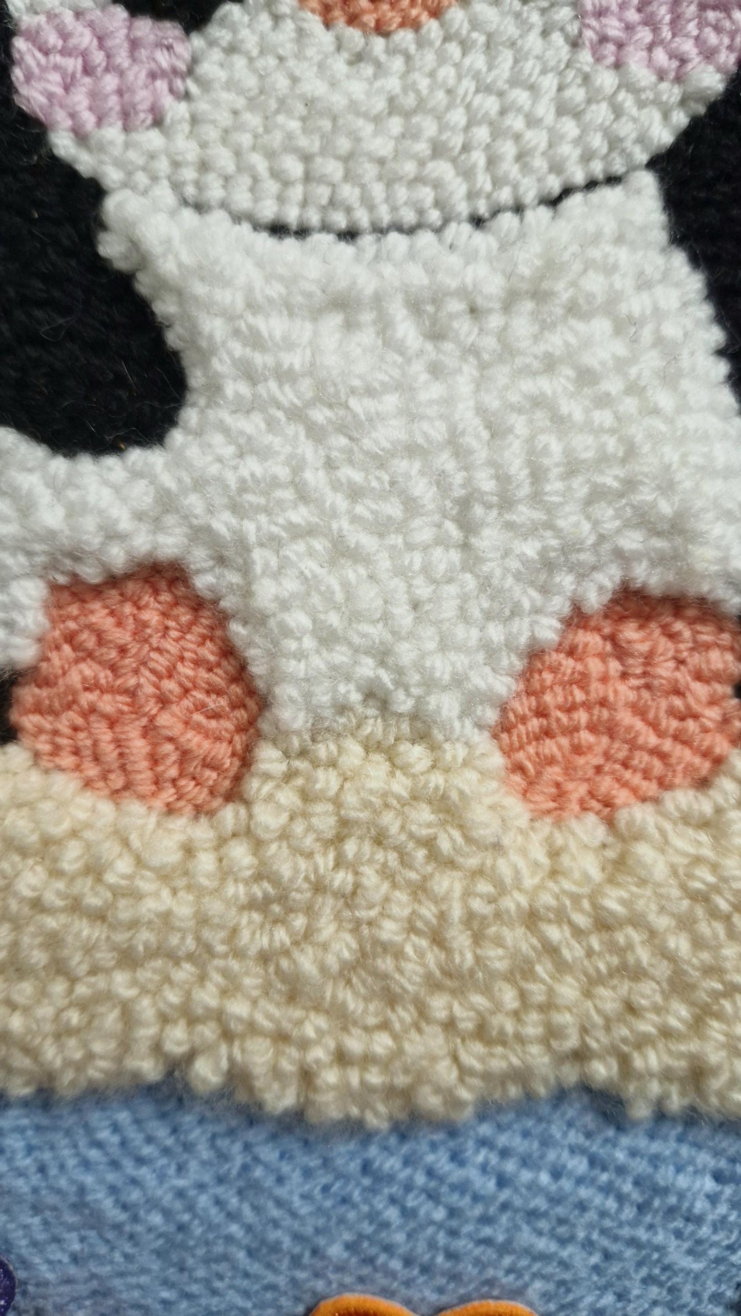 Handmade Punch Needle Penguin Wall Decor, Nursery & Baby Room Art, Cute Penguin with Heart, Soft Textile Wall Hanging