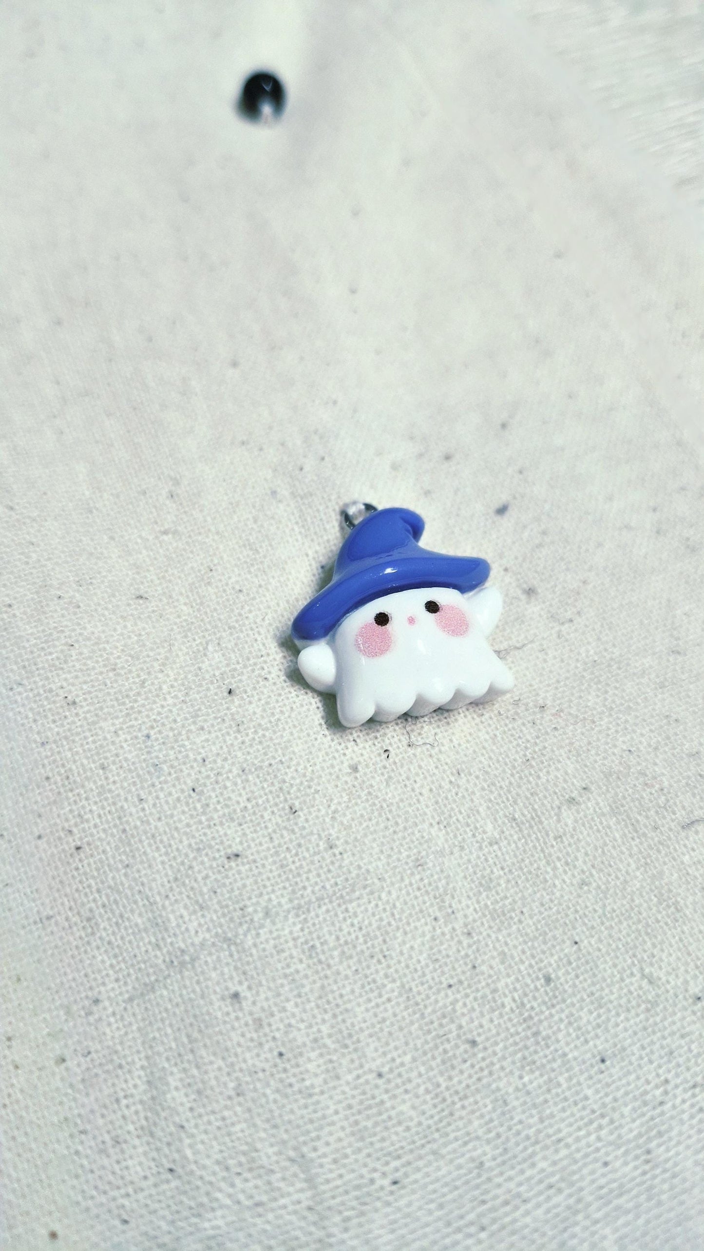 Ghost Tote Bag – Handmade Punch Needle Cotton Tote with Beads & Acrylic Charms | Cute Spooky Bag