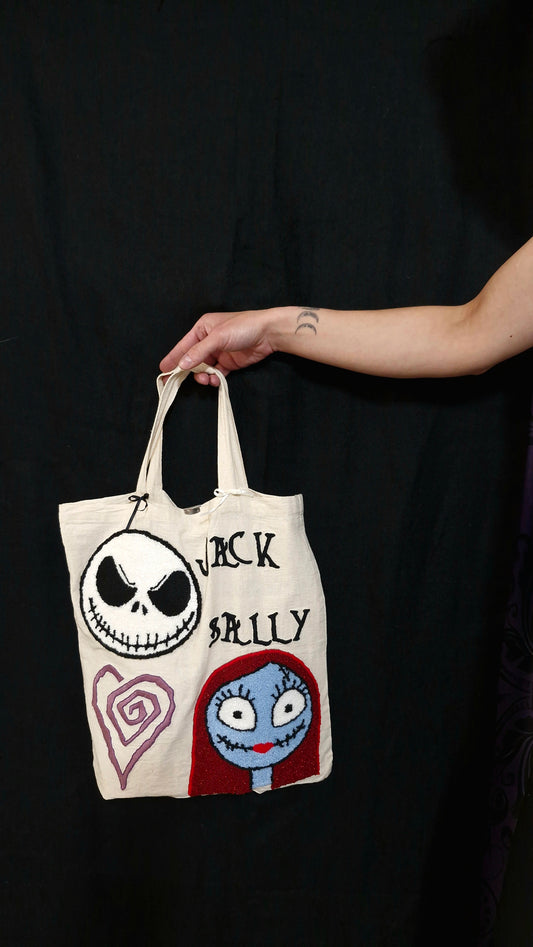 Handmade Punch Needle Tote Bag – Gothic Jack & Sally Design