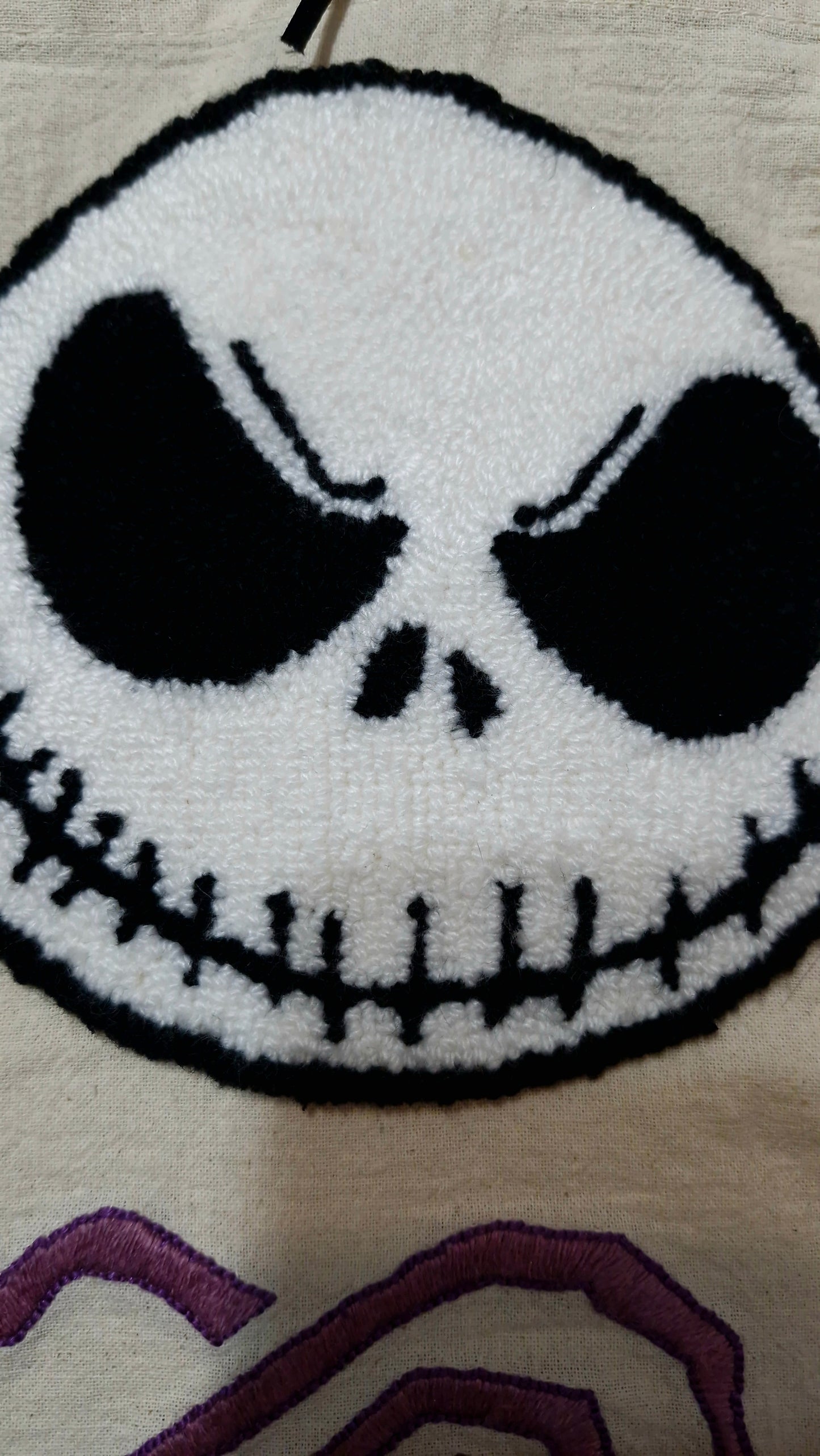 Handmade Punch Needle Tote Bag – Gothic Jack & Sally Design